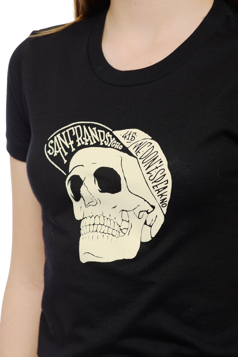 Someone is wearing a Youth Black Street Skull Tee, featuring a striking design and crafted from 100% cotton for maximum comfort.