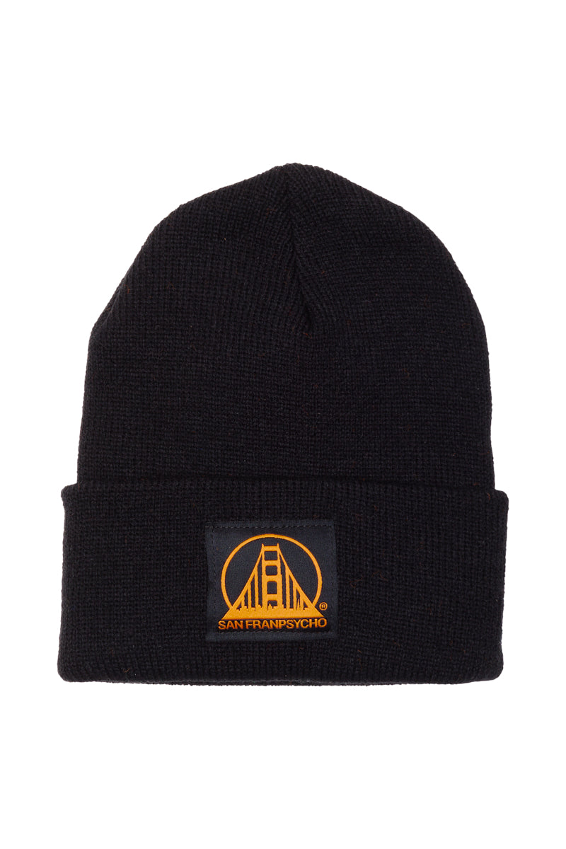 Black Kids Beanie w/ Black/Orange Logo