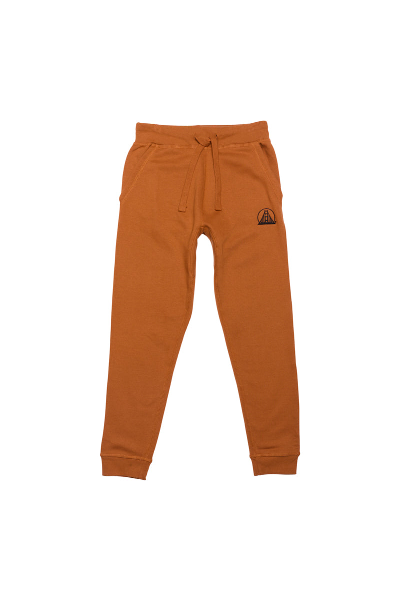 Adobe joggers featuring a drawstring waist, an embroidered logo on the left pocket, and rib-knit ankle cuffs for added comfort.