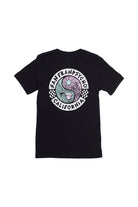 The Yin-Yang Tee - Vintage Black is made from soft Airlume cotton and features a vibrant circular graphic on the back with San Franpsycho California text. This T-shirt is part of our 80s-inspired collection, combining vintage style with modern comfort.