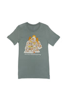 The Cat House Tee is a unisex shirt made from soft cotton, featuring a vibrant San Francisco illustration with colorful buildings and the text "SF San Francisco CA.