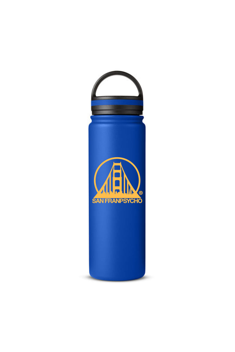 blue san franpsycho logo water bottle