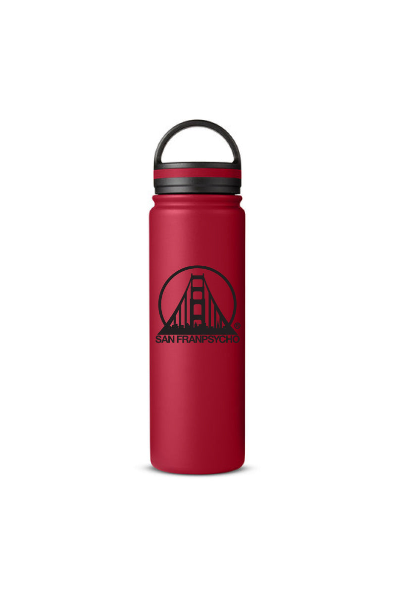 red san franpsycho logo water bottle
