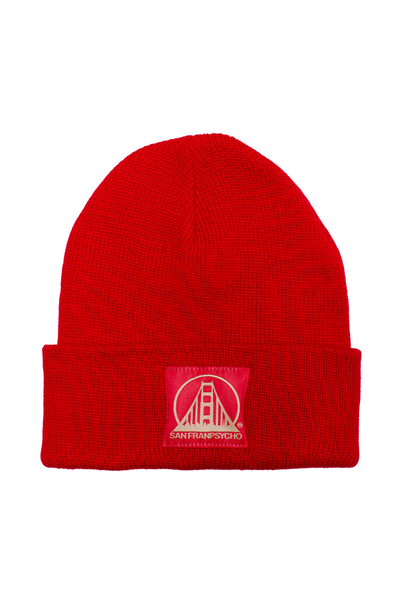 Red Kids Beanie w/ Red/Gold Logo Patch