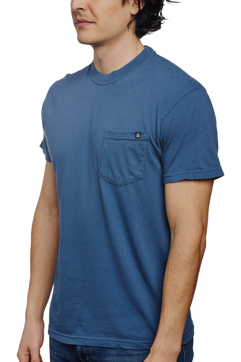 A man wearing the Heavyweight Midnight Pocket Tee, standing against a white background.