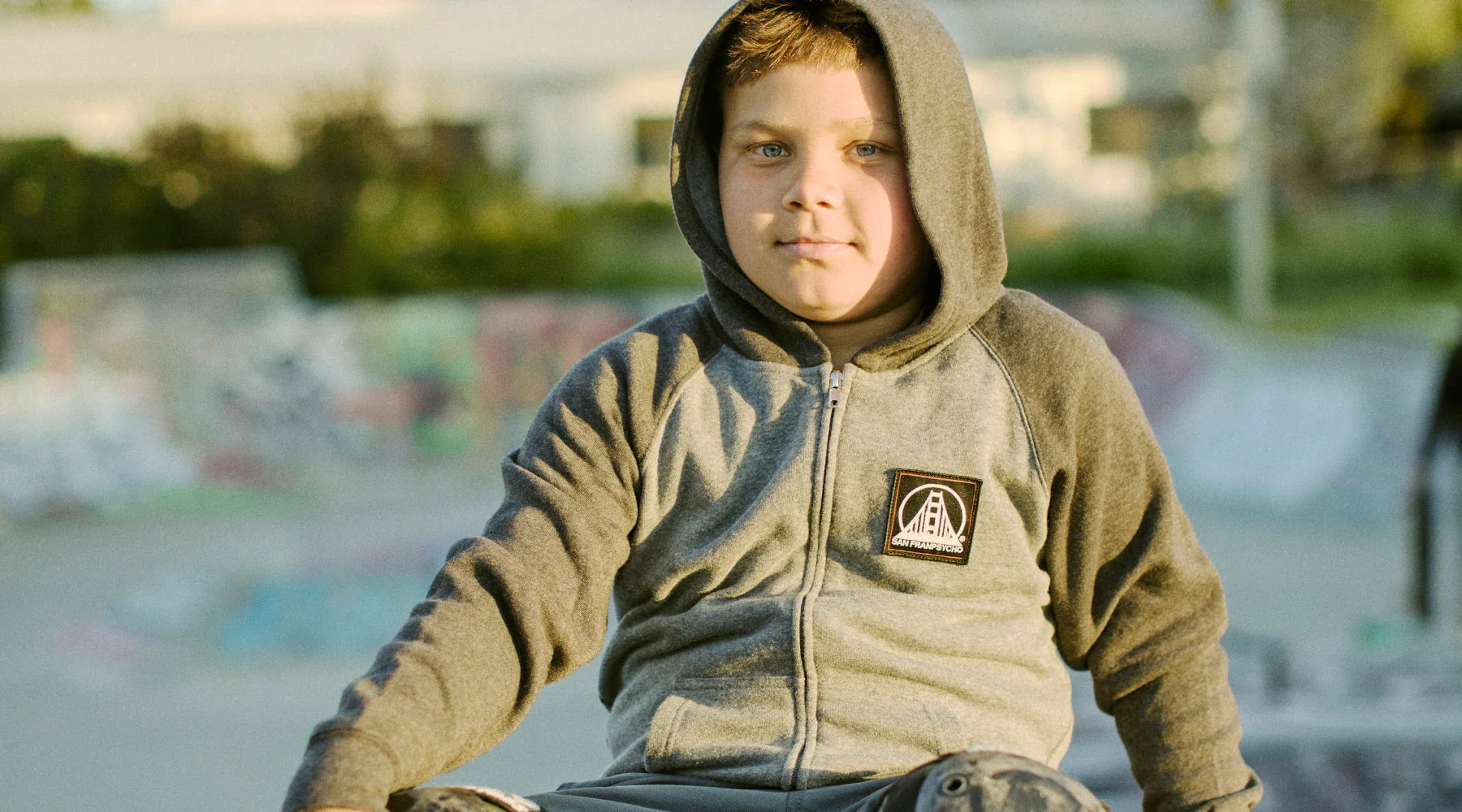 boy wearing san franpsycho kids hoodie