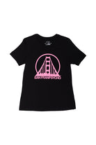 Women’s Black & Pink Logo Tee featuring a pink Golden Gate Bridge graphic and the text SAN FRANPSYCHO.