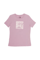 Pink Women's Carved Waves Tee featuring a graphic design with abstract elements and San Francisco text, from the 80s-inspired Spring 2024 collection.