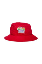 Rainbow Logo Bucket Hat featuring a vibrant rainbow bridge design and SAN FRANCIPSYCHO text on the front, celebrating unity and style.