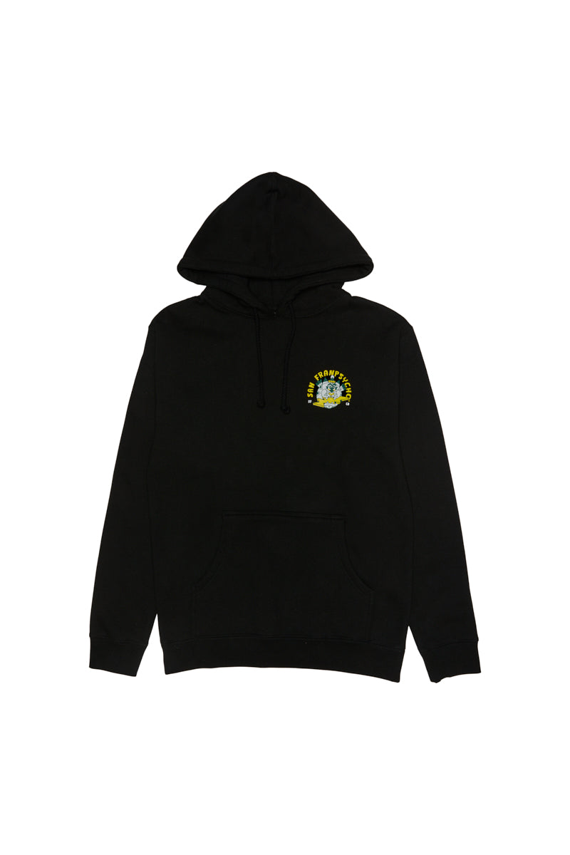 The Surf Trip Pullover Hoodie is a unisex pullover made from a cozy poly/cotton blend. It features a front pouch pocket and vibrant graphic design on the chest, ideal for casual outings.