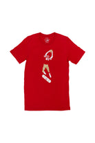 The Catch Tee: A vibrant red T-shirt showcasing a skateboarder mid-jump, equipped with a red helmet and wearing a number 63 jersey—a tribute to the Niners legacy and the essence of San Francisco.
