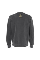 Dark grey Gold Rush Crewneck, shown from the back, featuring a small circular gold logo at the top center—a subtle nod to San Francisco 49ers style.