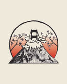 Introducing the Mt Fuji Poster: Inspired by John Keegan’s artwork, this dreamy landscape features a bridge floating above clouds atop a mountain adorned with cherry blossoms and set against a vibrant red-orange gradient sky. Perfect as a 16x20 poster to elevate your space, the Mt Fuji Poster arrives securely packaged in a rolled cardboard tube for safe delivery.