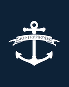 The SFP Anchor Poster features a white anchor with a “San Franpsycho” banner on a dark blue background, inspired by vintage anchor illustrations reminiscent of classic San Francisco maritime posters.