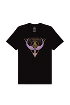 Black Valhalla Tee featuring a triangle, wings, and skull graphic with "San Franpsycho" and "Fly High." Made from soft Airlume cotton—ideal for fans of Valkyries or Valhalla-inspired style.