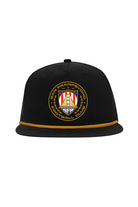 The WC x SFP Hat features a black cap with a gold rope and the San Francisco Football Club crest on the front—ideal for SFP fans and World Cup enthusiasts.