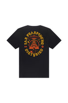 The Dirty UFO Tee is a black shirt featuring an orange and yellow bridge graphic with “San Franpsycho Dirtybird”—a tribute to Bay Area culture and the iconic Dirtybird collaboration.