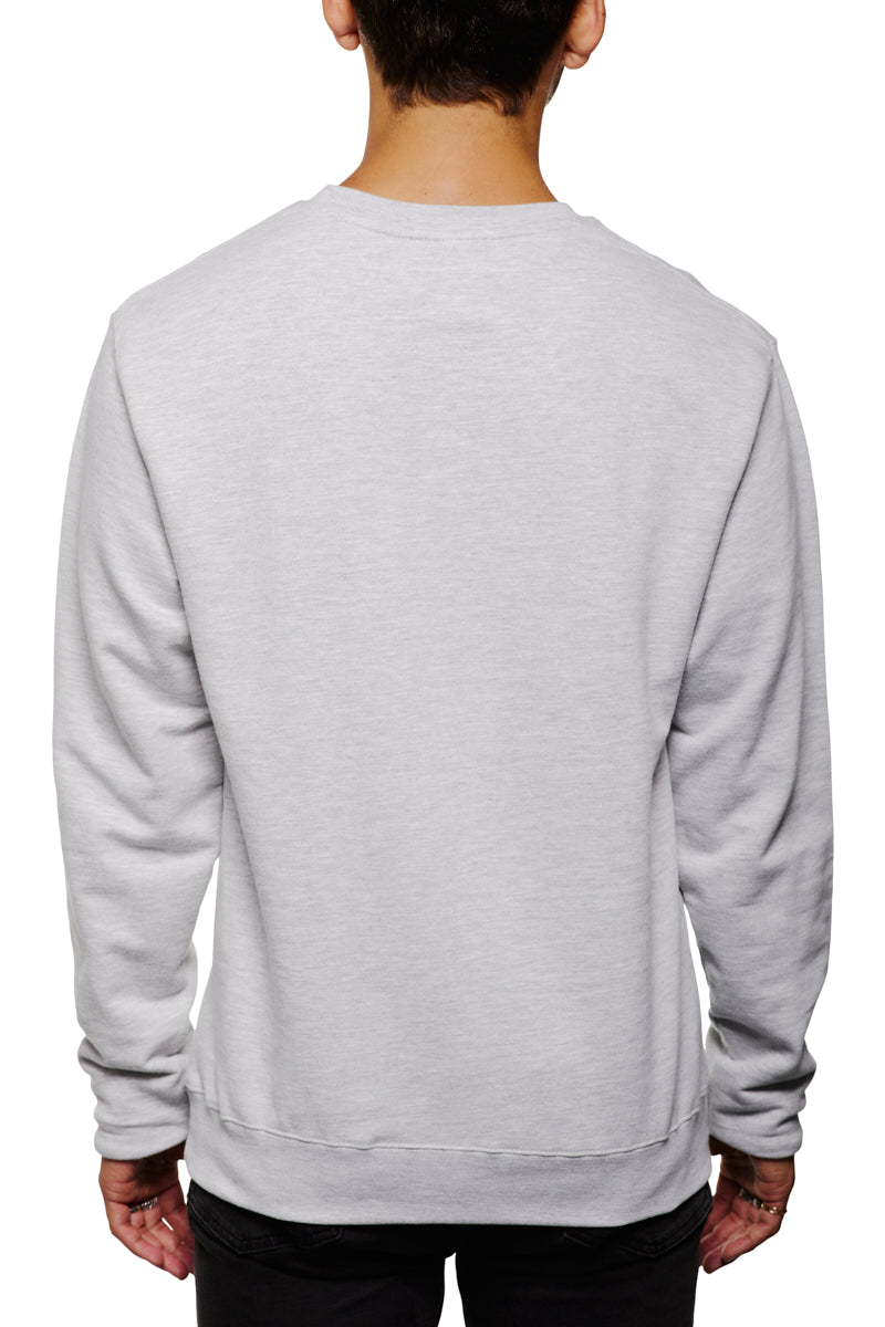 A person is wearing the Candlestick Champs Crewneck, a vintage unisex design, shown from the back against a white background.