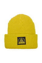 The Mustard Lumberjack Beanie with a Black/Yellow SFP Logo showcases a bridge design and the text "SAN FRANSYCHO," providing what is possibly the softest comfort in San Franpsycho's collection.