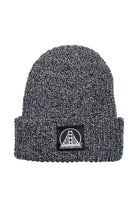 Gray Zebra Lumberjack beanie with a folded brim and a patch featuring the Black/White SFP Logo bridge design and SAN FRANPSYCHO text.